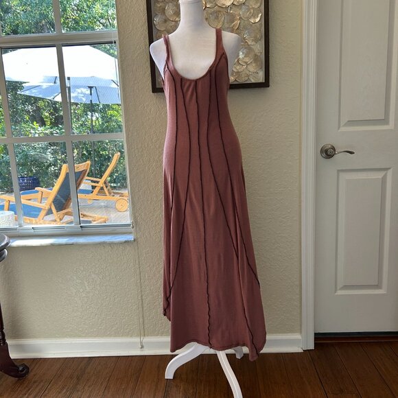 Free People Linene Blend Corrine Antique Oak Midi Dress - Picture 4 of 7